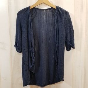 Elie Tahari Navy Blue Open Knit Sweater Linen XS